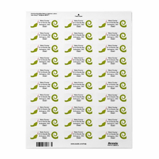 Snake retouradreslabels etiket (Full Sheet)