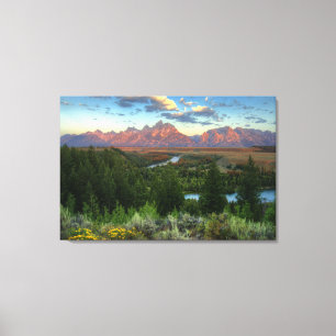 Snake River Overlook voor zonsopgang Canvas Afdruk