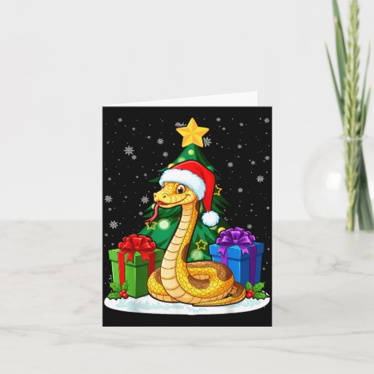Snake Santa Hat Christmas Pajama Cute Animal Snowf Kaart (Voorkant)