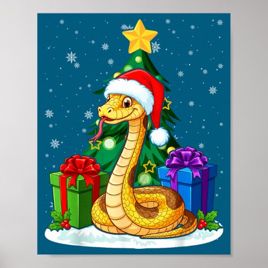 Snake Santa Hat Christmas Pajama Cute Animal Snowf Poster (Voorkant)