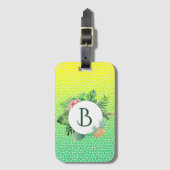 Snake Scales and Tropical Fauna Wreath Monogram Bagagelabel (Voorkant (verticaal))