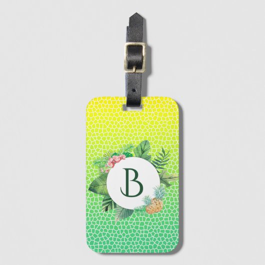 Snake Scales and Tropical Fauna Wreath Monogram Bagagelabel (Voorkant (verticaal))