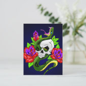 Snake, schedel en Rozen Briefkaart (Staand voorkant)