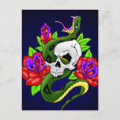 Snake, schedel en Rozen Briefkaart (Voorkant)