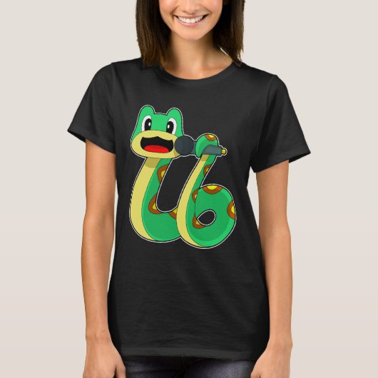 Snake Singer Microfoon Muziek T-shirt (Voorkant)