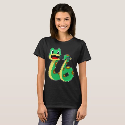 Snake Singer Microfoon Muziek T-shirt (Voorkant volledig)