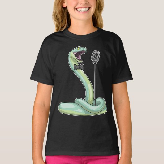 Snake Singer Microfoon Muziek T-shirt (Voorkant)