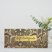 Snake Skin Animal Print Gold Foil Gift Certificate (Staand voorkant)