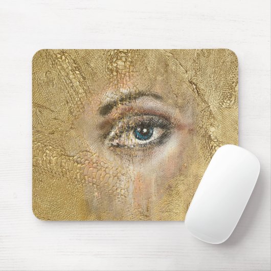 Snake Skin Blue Eyes Gold Computer Mousepad Muismat (Met muis)