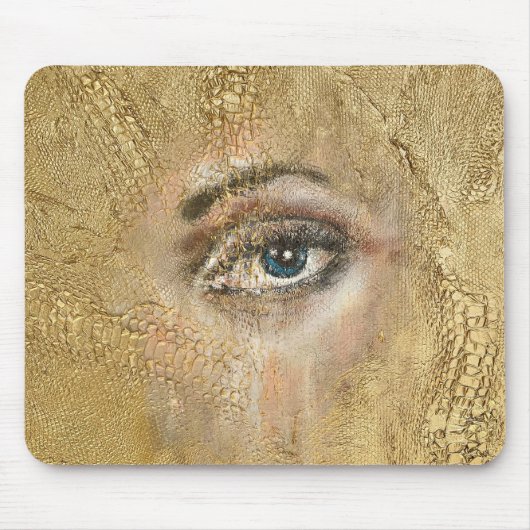 Snake Skin Blue Eyes Gold Computer Mousepad Muismat (Voorkant)
