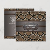 Snake Skin Brown en Black Rustic Bar Mitswa Kaart (Voorkant / Achterkant)