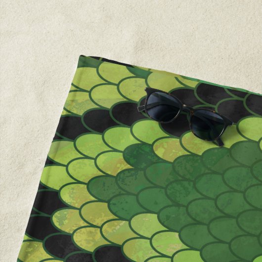 Snake Skin Green Print Strandlaken (In situ)