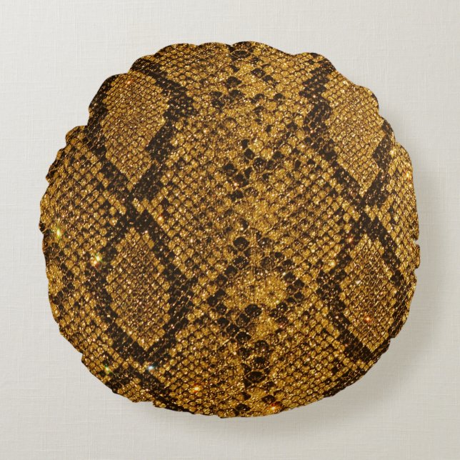 Snake Skin Pattern Print Rond Kussen (Voorkant)