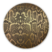Snake Skin Print Modern Glam Gold Keramische Knop (Voorkant)