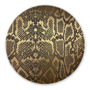Snake Skin Print Modern Glam Gold Keramische Knop