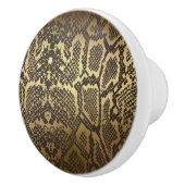 Snake Skin Print Modern Glam Gold Keramische Knop (Rechts)
