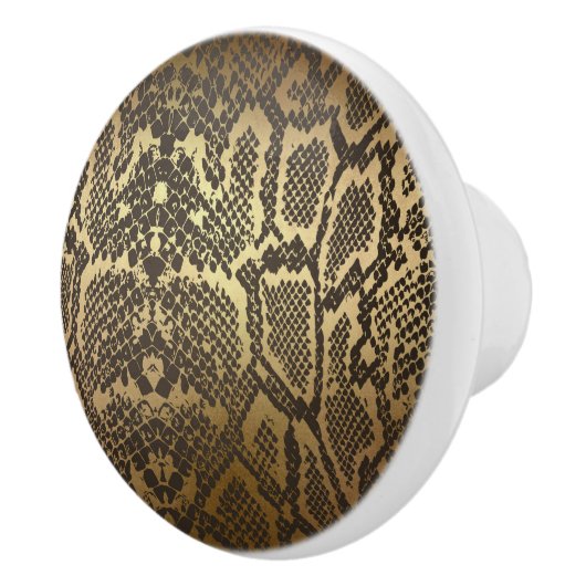 Snake Skin Print Modern Glam Gold Keramische Knop (Rechts)