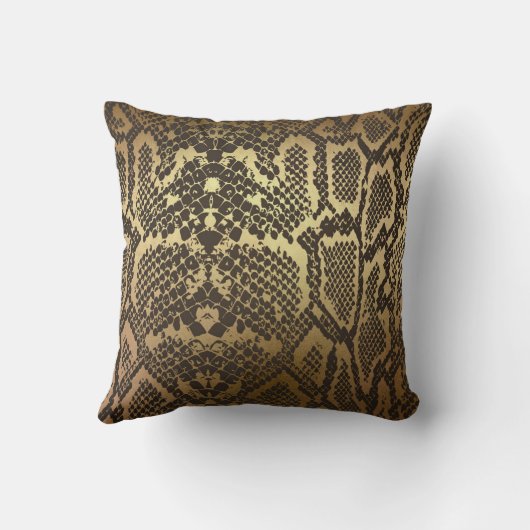 Snake Skin Print Modern Glam Gold Kussen (Achterkant)