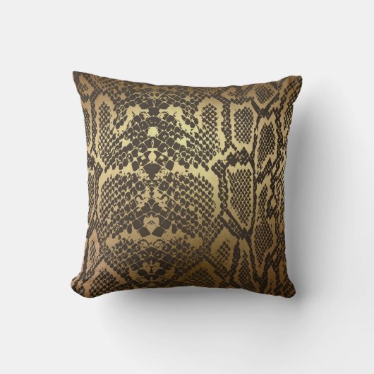 Snake Skin Print Modern Glam Gold Kussen (Voorkant)