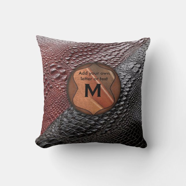 Snake Skin textuur en monogrammen Kussen (Voorkant)