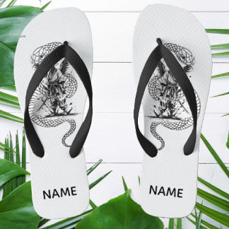 Snake Skull Flip-Flops – Gothic Tattoo Style Shoes Teenslippers