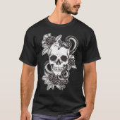 Snake Skull Zwart/Wit Graphic Art Style Mannen T-shirt (Voorkant)