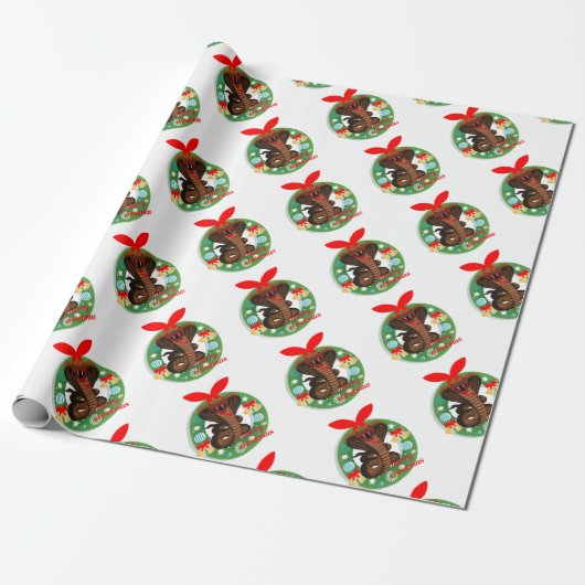 snake snake kerst cadeaupapier (Uitgerold)