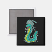 Snake speelt badminton magneet (Voorkant / Achterkant)