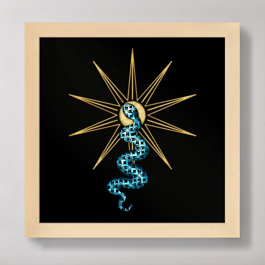 Snake Spiritueel wall art Sterren goudblauw zwart Poster
