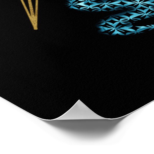 Snake Spiritueel wall art Sterren goudblauw zwart Poster (Hoek)