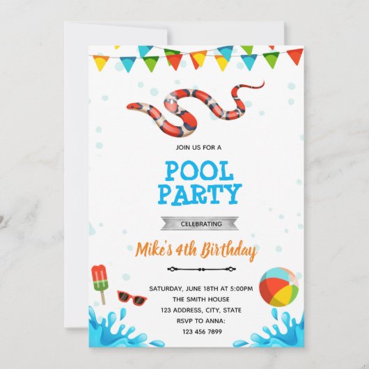 Snake strand poolpartij kaart (Voorkant)