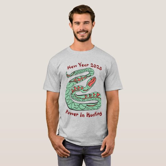 Snake T-shirt voor Heren Nieuwjaar 2025 (Voorkant volledig)