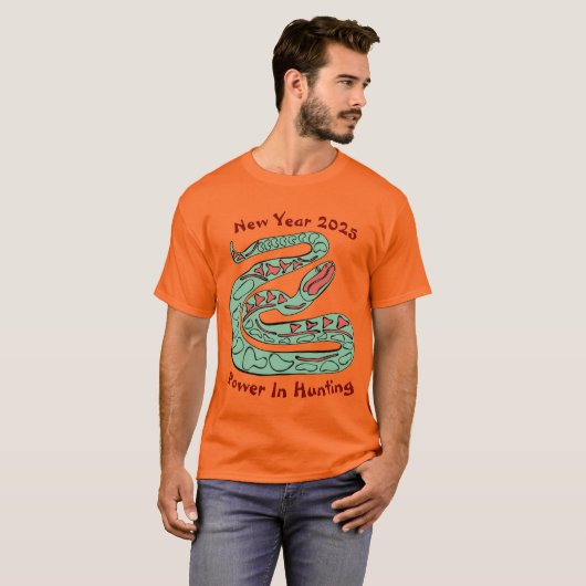 Snake T-shirt voor Heren Nieuwjaar 2025 (Voorkant volledig)