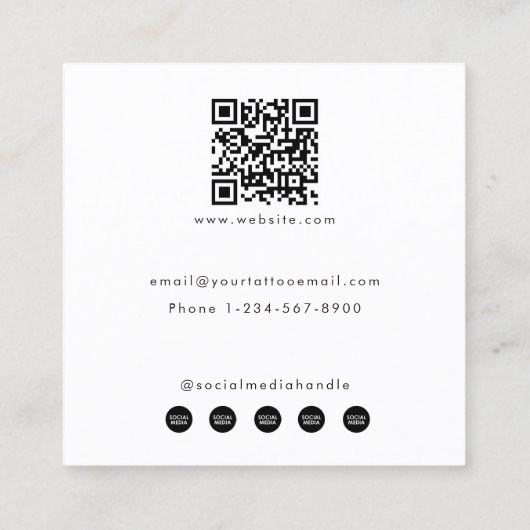 Snake Tattoo Artiest Custom Social Media QR Code Vierkante Visitekaartje (Achterkant)