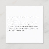 Snake Tattoo Nazorg Instructies Modern Vierkante Visitekaartje (Achterkant)