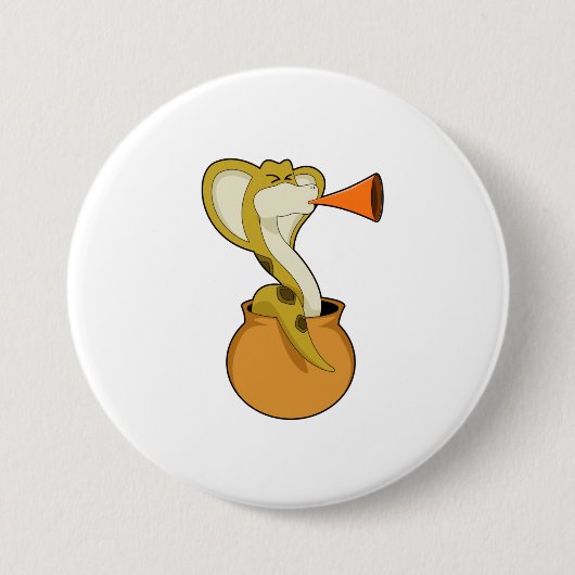 Snake Trumpet Music Ronde Button 7,6 Cm (Voorkant)