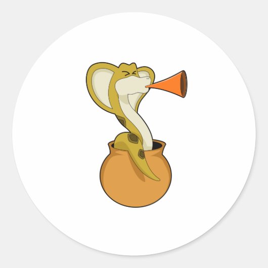 Snake Trumpet Music Ronde Sticker (Voorkant)