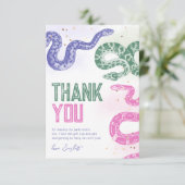 Snake verjaardagsfeestje dank u kaarten (Staand voorkant)