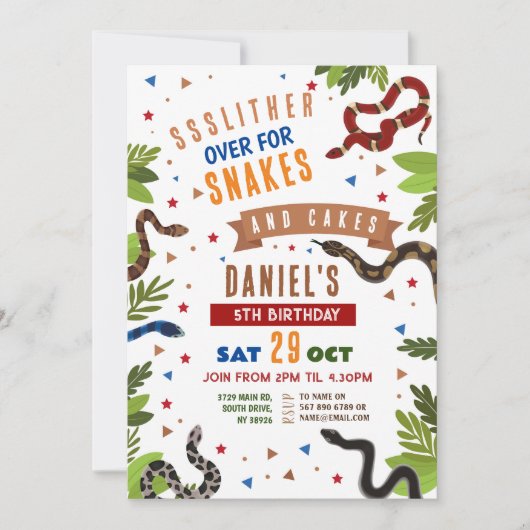 Snake Verjaardagsfeestje Reptielen Oerwoud Slither Kaart (Voorkant)