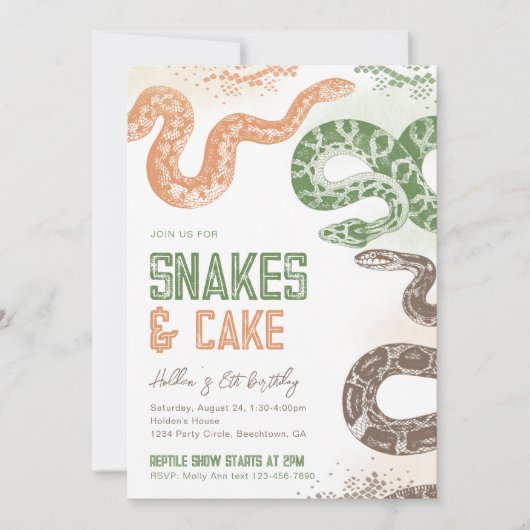 Snake verjaardagsuitnodigingen kaart (Voorkant)