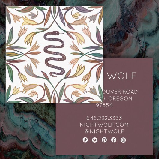 Snake Vines Mystical Magical Boho Colorful Vierkante Visitekaartje