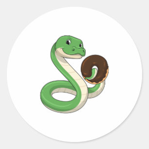 Snake with Donut Ronde Sticker