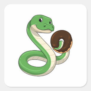Snake with Donut Vierkante Sticker
