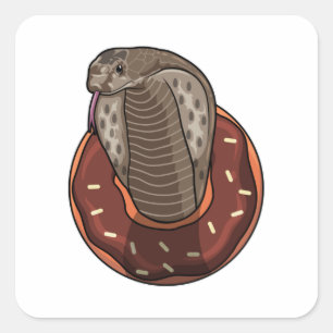 Snake with Donut Vierkante Sticker
