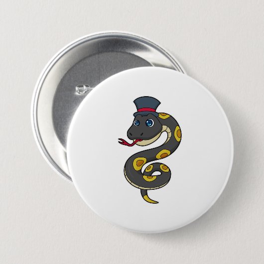 Snake with Hat Ronde Button 7,6 Cm (Voorkant /achterkant)