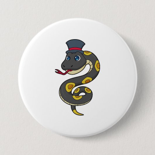 Snake with Hat Ronde Button 7,6 Cm (Voorkant)
