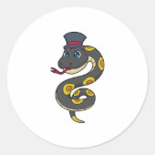 Snake with Hat Ronde Sticker (Voorkant)
