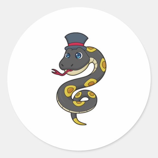Snake with Hat Ronde Sticker (Voorkant)