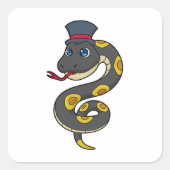 Snake with Hat Vierkante Sticker (Voorkant)