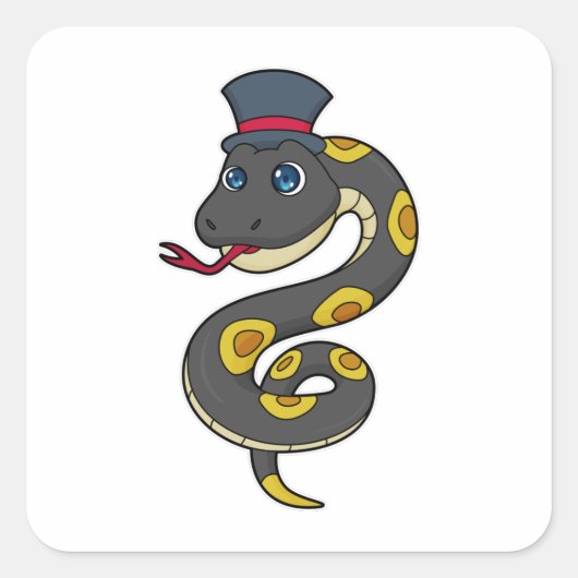 Snake with Hat Vierkante Sticker (Voorkant)